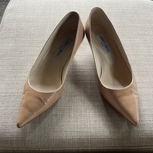 Jimmy Choo patent leather kitten heels.